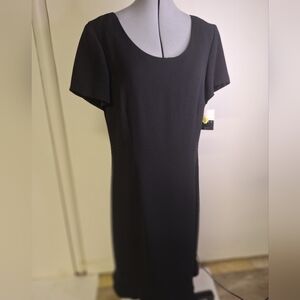 NWT Liz Claiborne Elegant Black Midi Dress With Bottom Ruffle.          Size 14